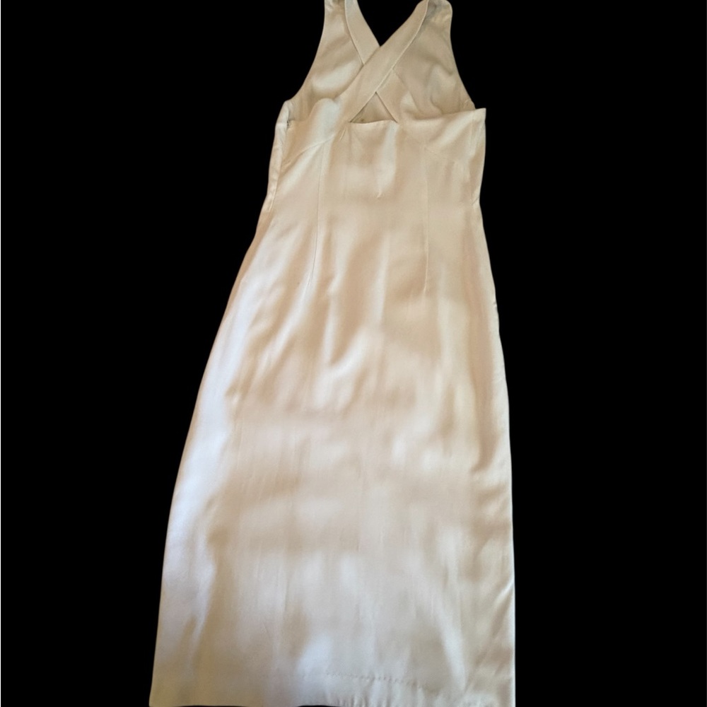 Theory White Halter Midi Dress with Cross-Back - Picture 3 of 15